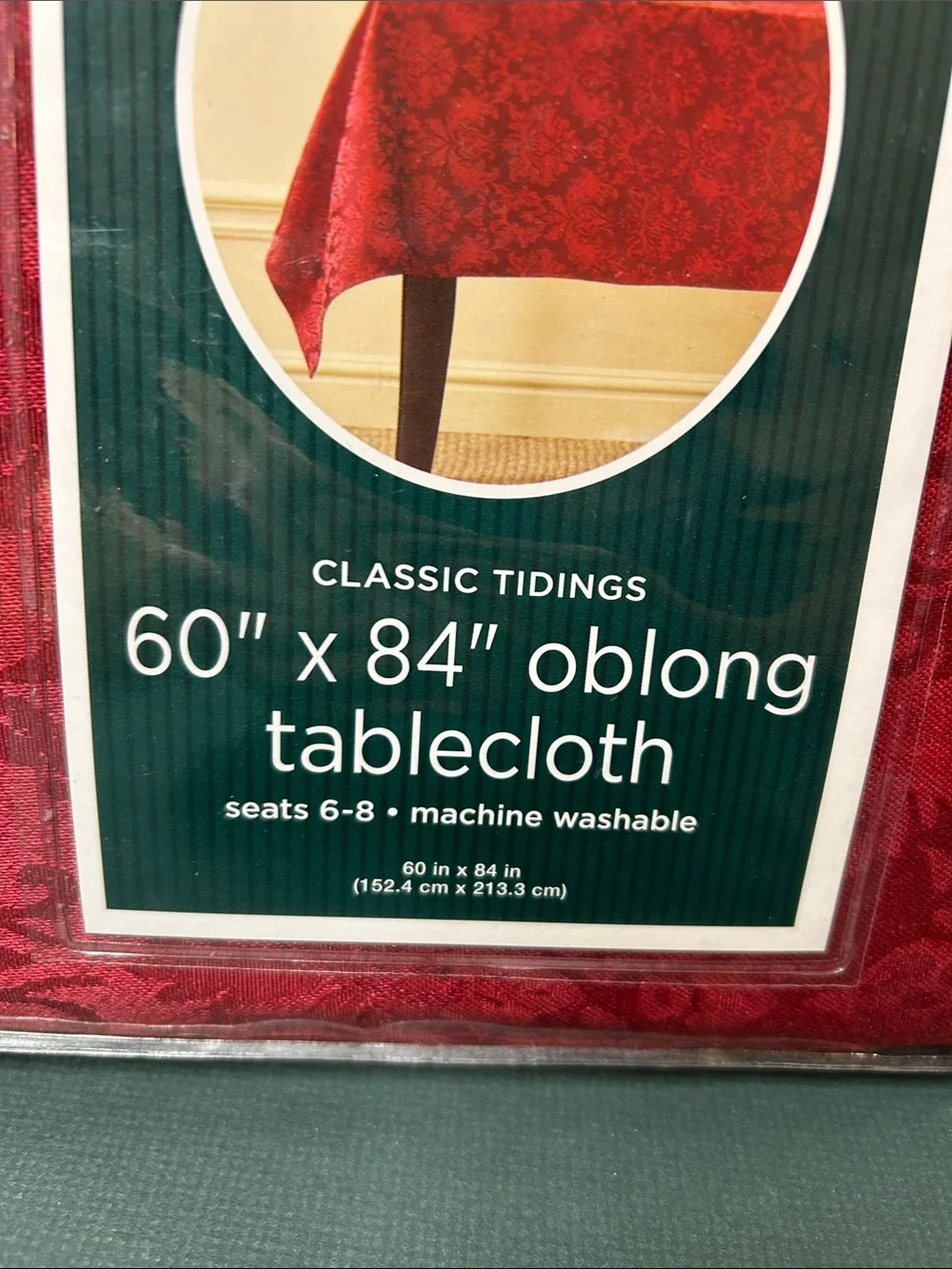 Red Damask Oblong Tablecloth - 60